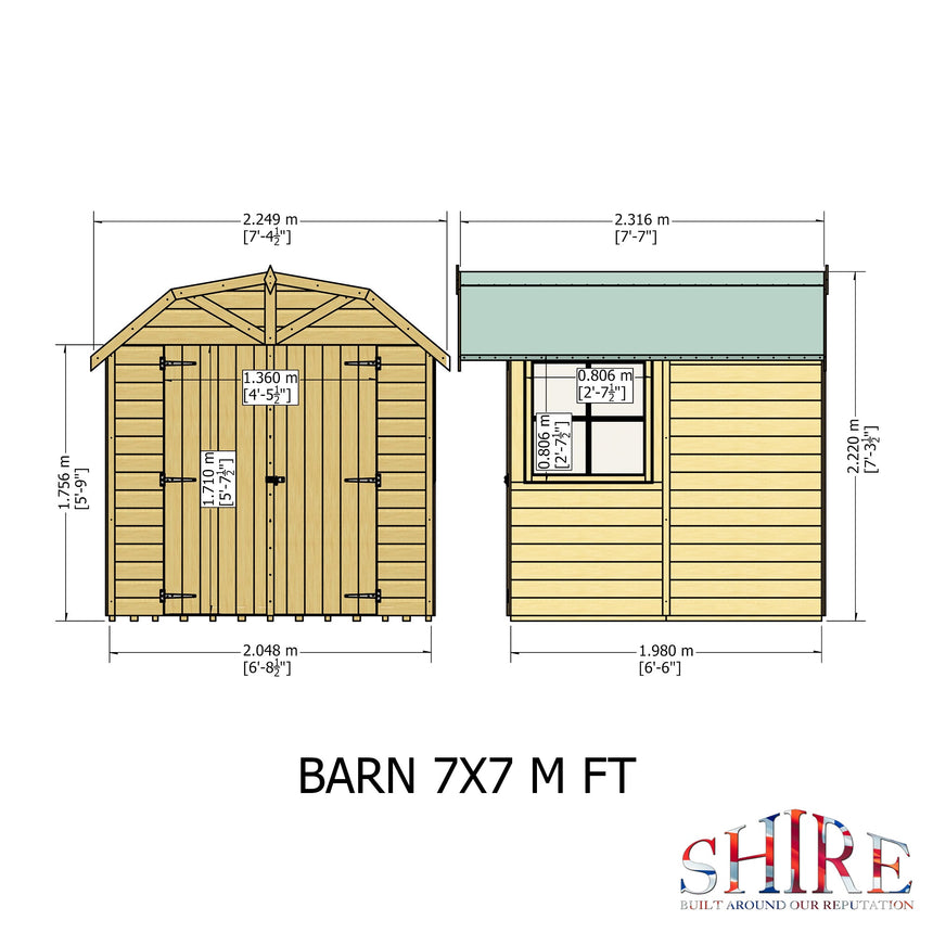 Shire Shiplap 7ft x 7ft Barn Shed