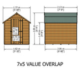 Shire Garden Value Overlap 7ft x 5ft Pressure Treated Shed