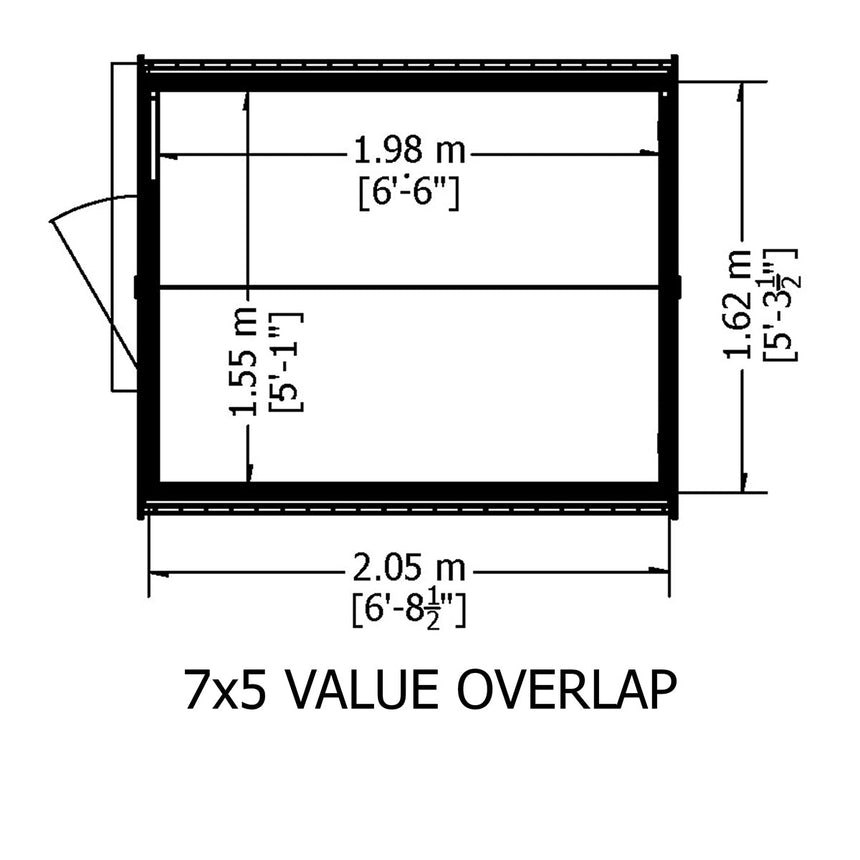 Shire Garden Value Overlap 7ft x 5ft Pressure Treated Shed