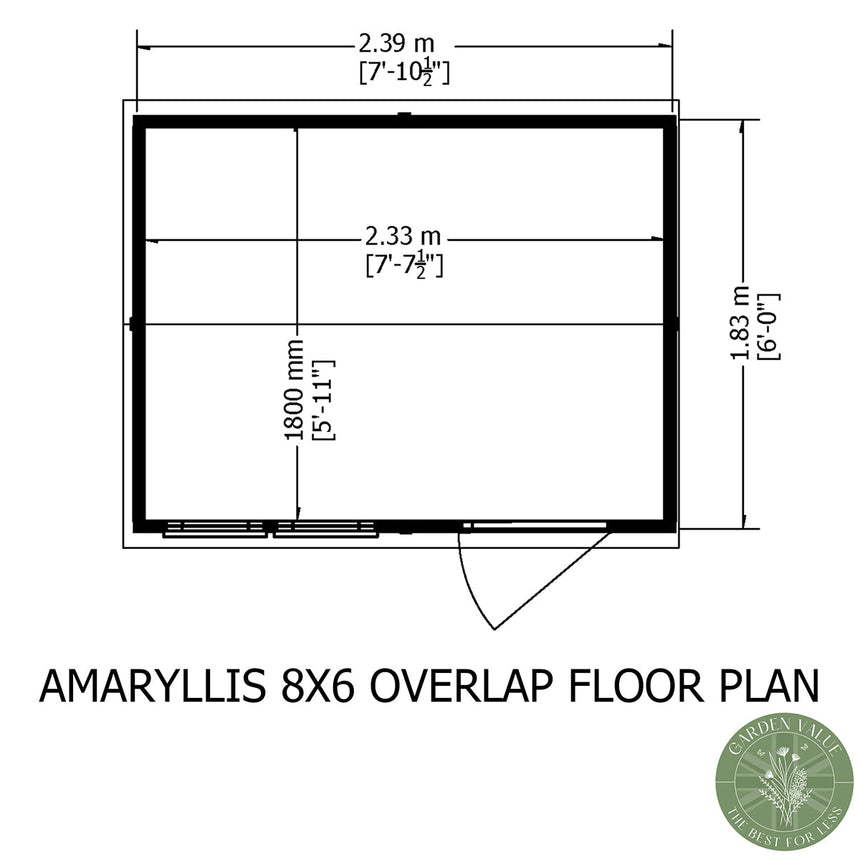 Shire Garden Value Overlap 6ft x 8ft Reverse Apex Shed