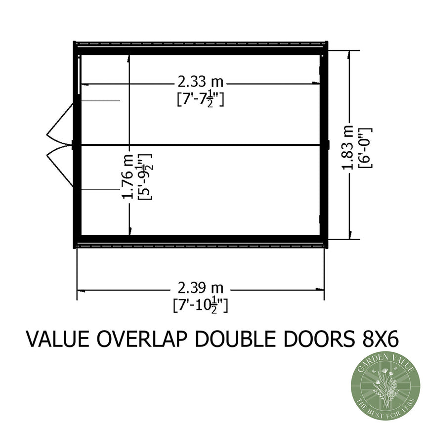 Shire Garden Value Overlap 8ft x 6ft Double Door Shed