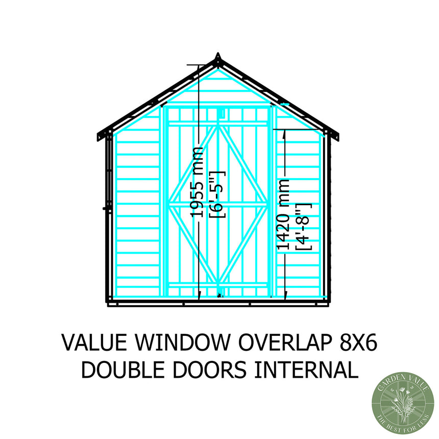 Shire Garden Value Overlap 8ft x 6ft Double Door Shed With Window