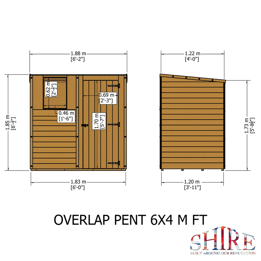 Shire Overlap 6ft x 4ft Pent Shed