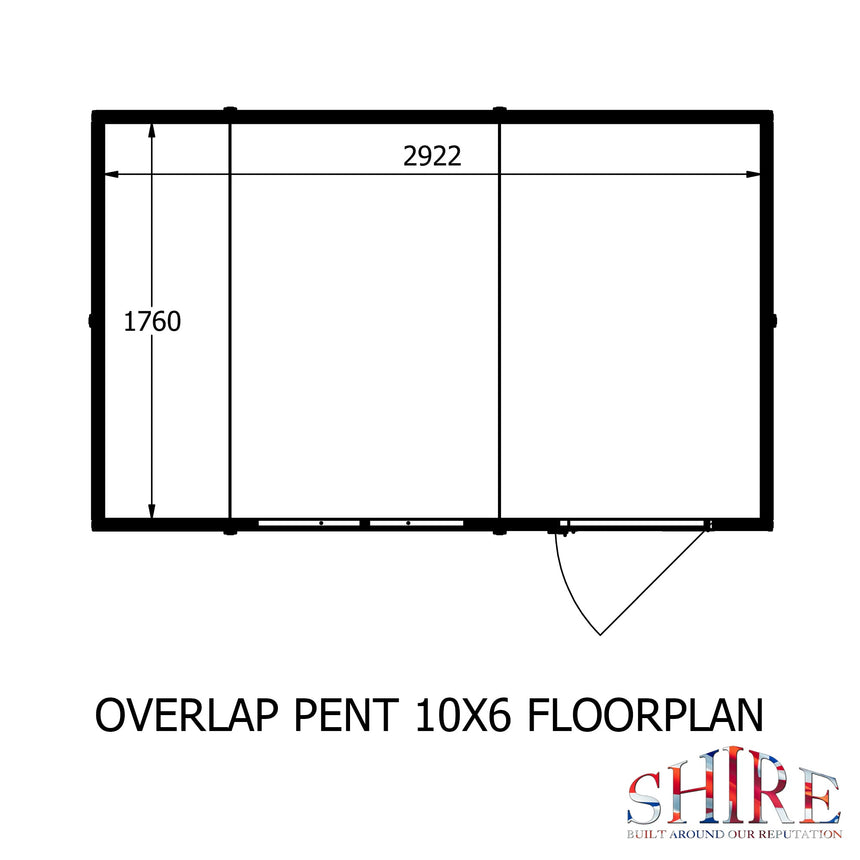 Shire Overlap 10ft x 6ft Pent Shed