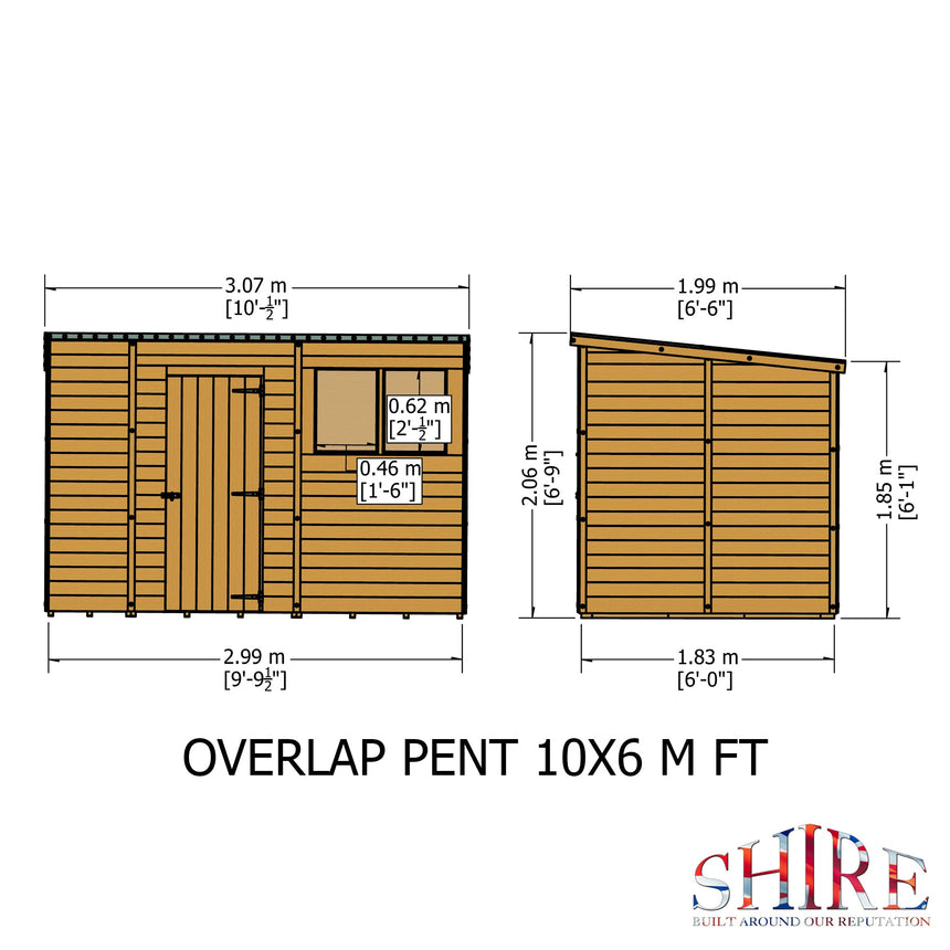 Shire Overlap 10ft x 6ft Pent Shed