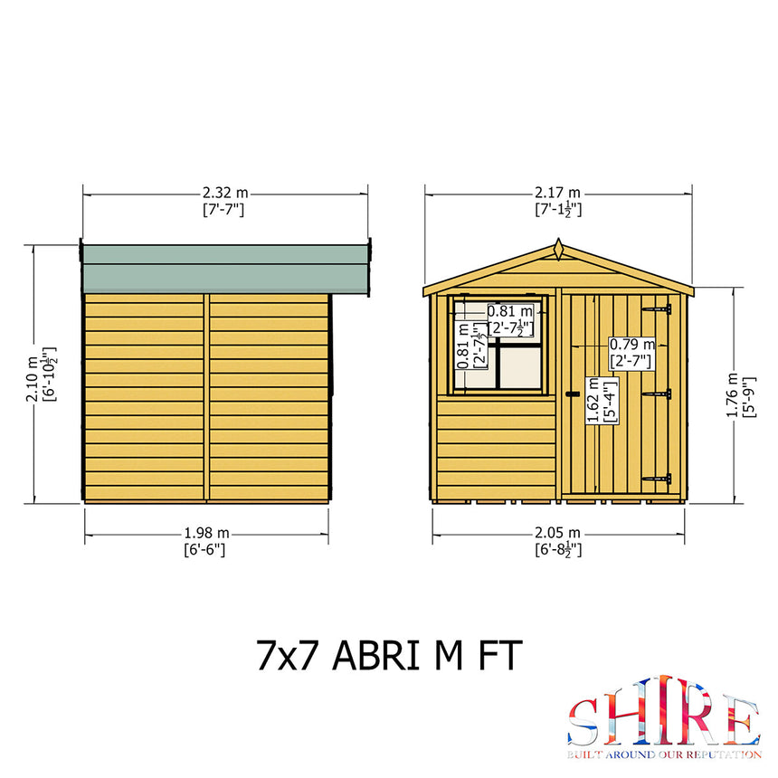 Shire Abri 7ft x 7ft Shiplap Apex Shed