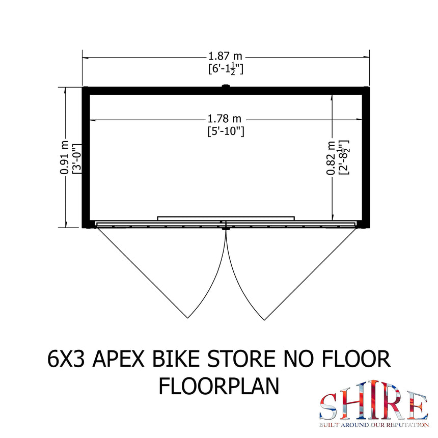 Shire Shiplap 3ft x 6ft x 4ft 8in Bike Storage - No Floor