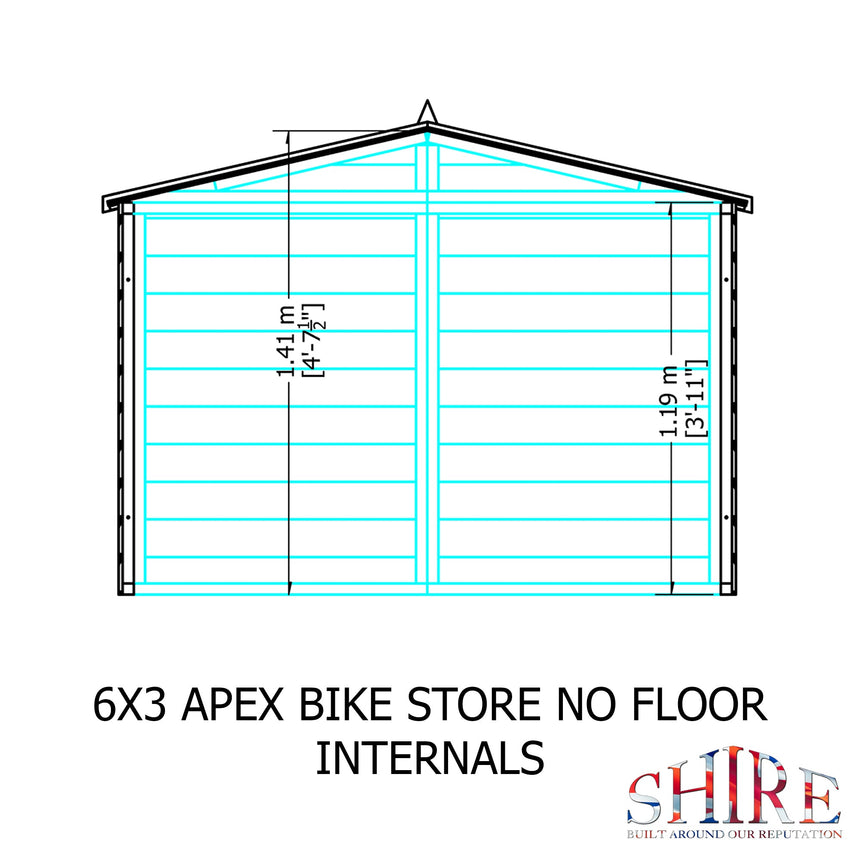 Shire Shiplap 3ft x 6ft x 4ft 8in Bike Storage - No Floor