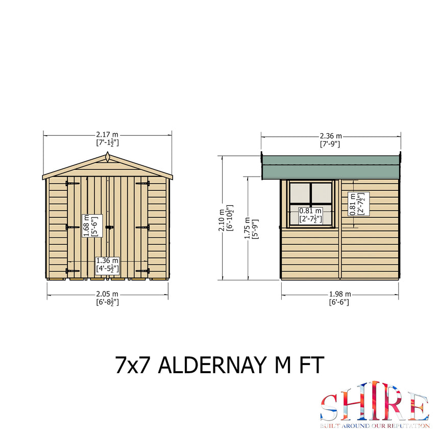 Shire Alderney 7ft x 7ft Apex Garden Shed