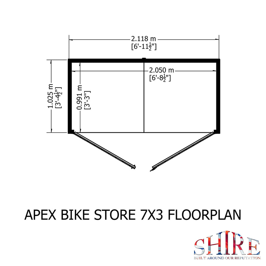 Shire Shiplap 3ft x 7ft Bike Storage - With Floor