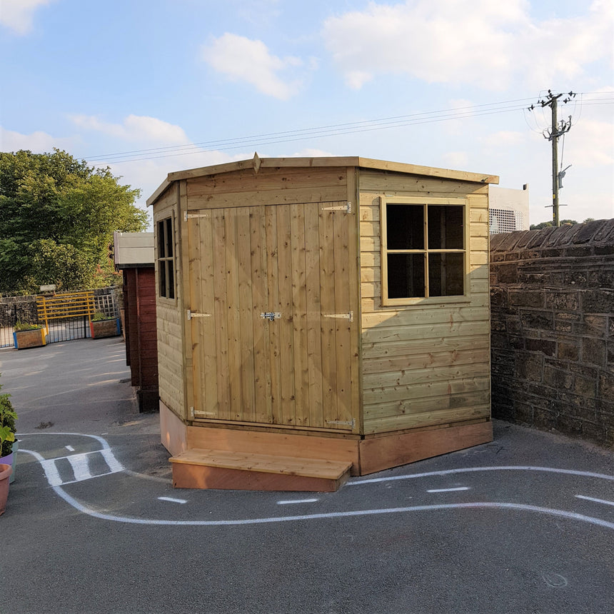 Shire Tongue and Groove 8ft x 8ft Corner Shed - Pressure Treated