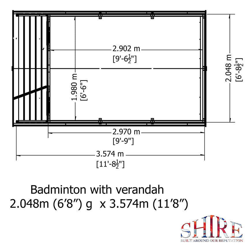 Shire Badminton 7ft x 10ft Summerhouse With Verandah