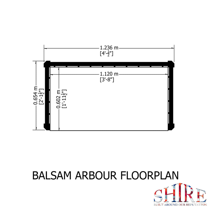 Shire Balsam Arbour 2ft x 4ft - Pressure Treated