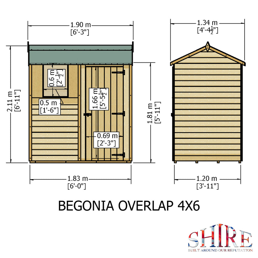 Shire Overlap 4ft x 6ft Reverse Apex Shed