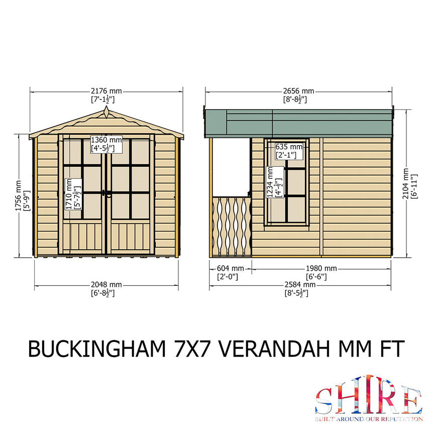 Shire Buckingham 7ft x 10ft Summerhouse With Verandah