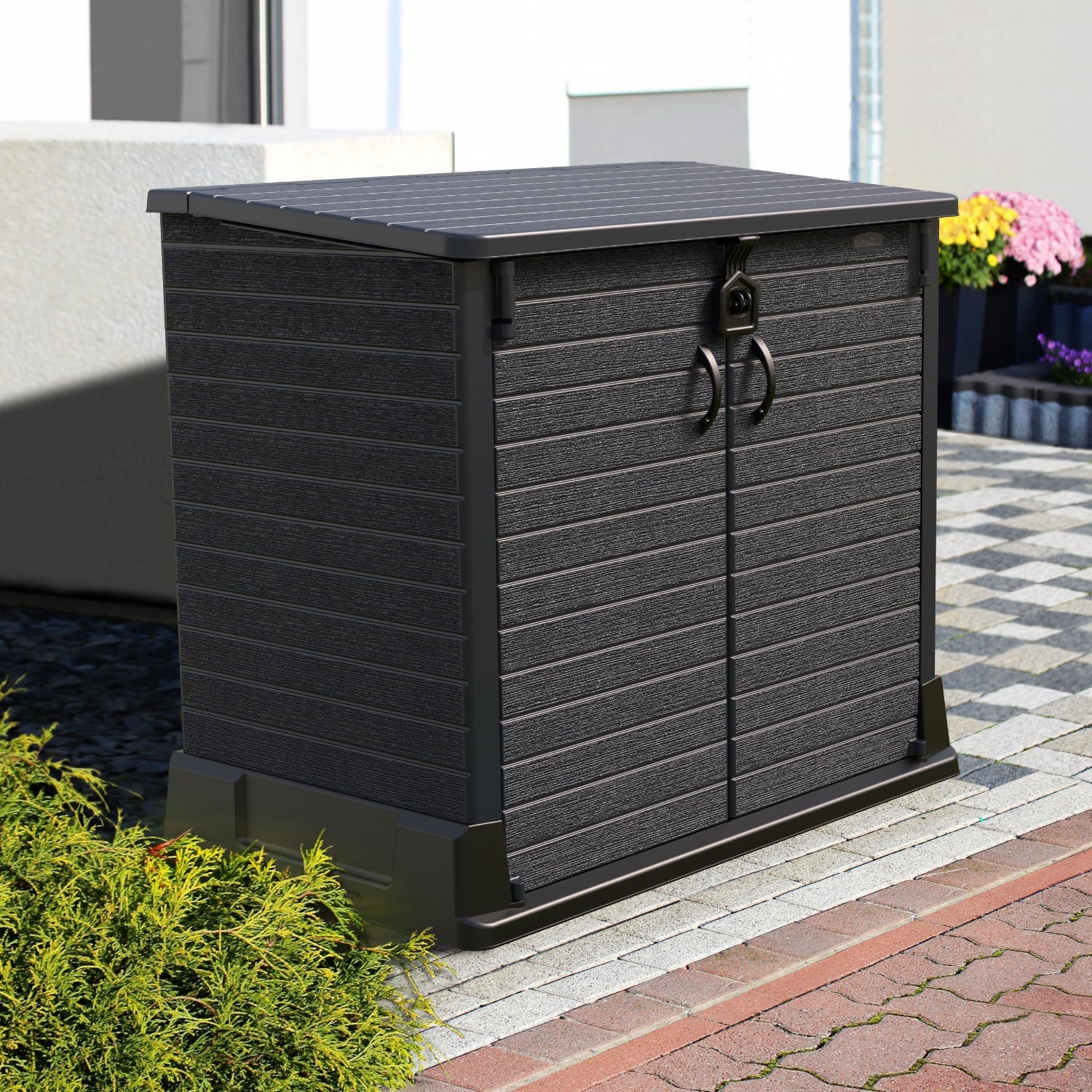 Duramax StoreAway Cedargrain Plastic Garden Storage Box - 850L - Grey