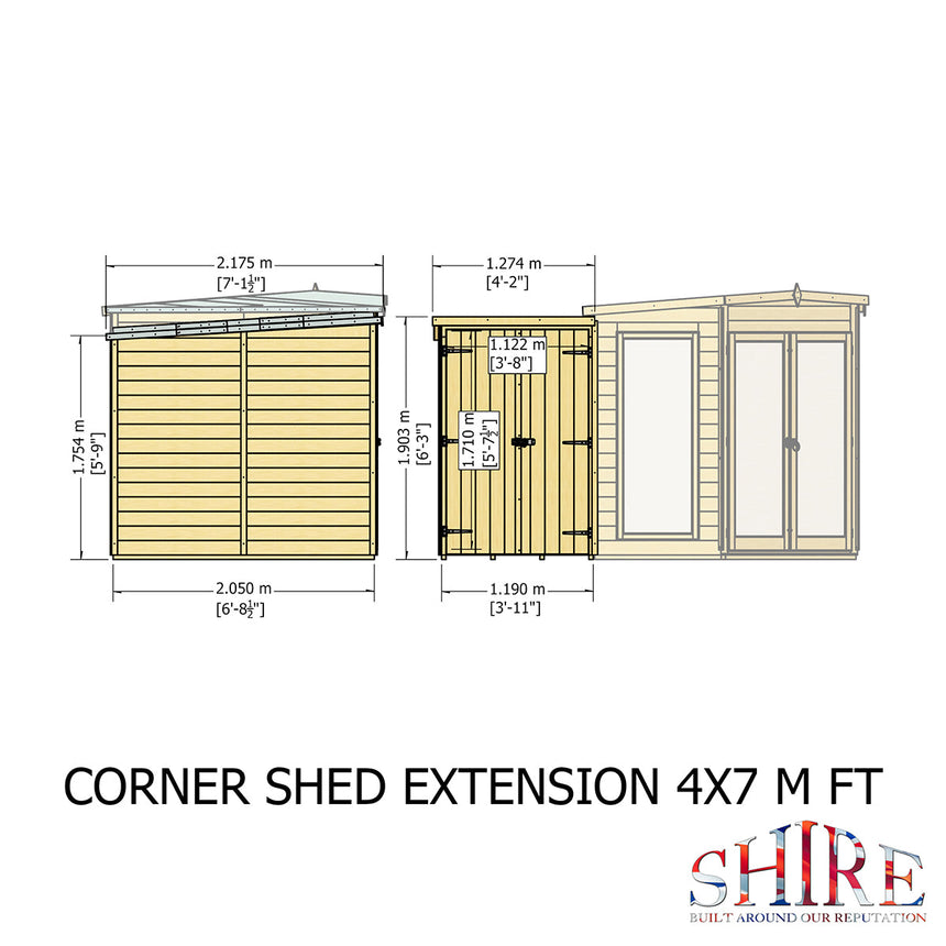 Shire Barclay 7ft x 11ft With Side Shed