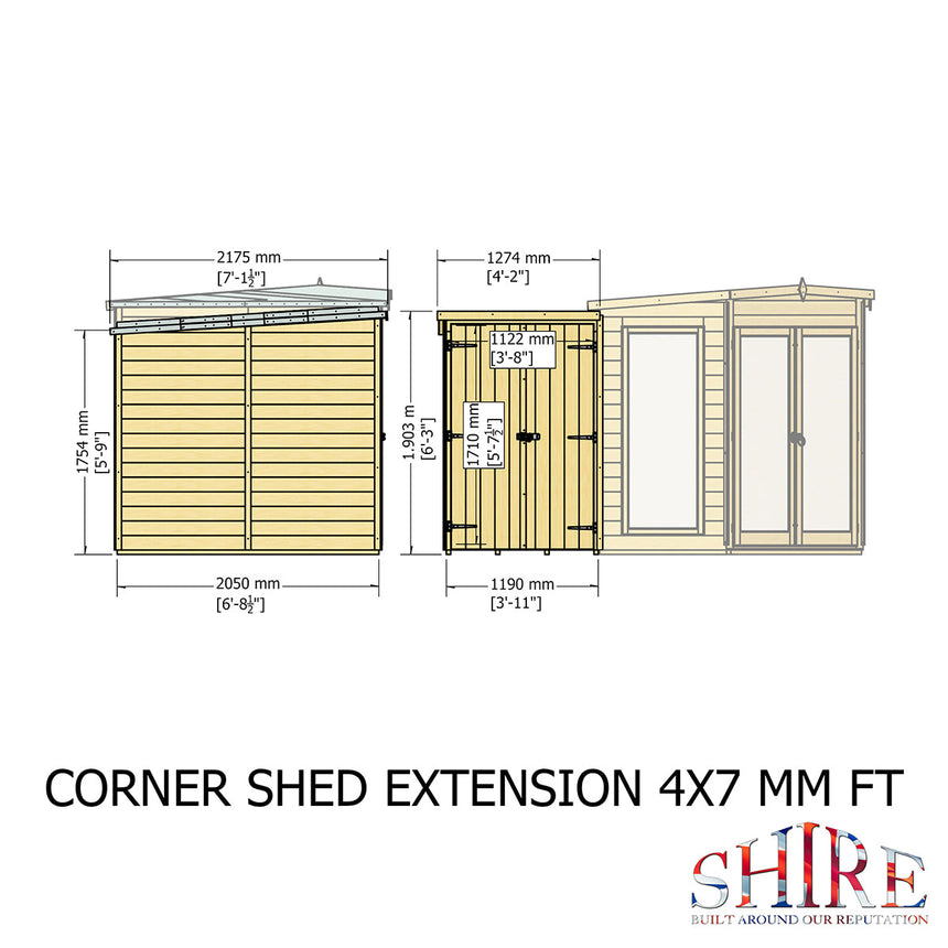 Shire Barclay 7ft x 11ft With Side Shed