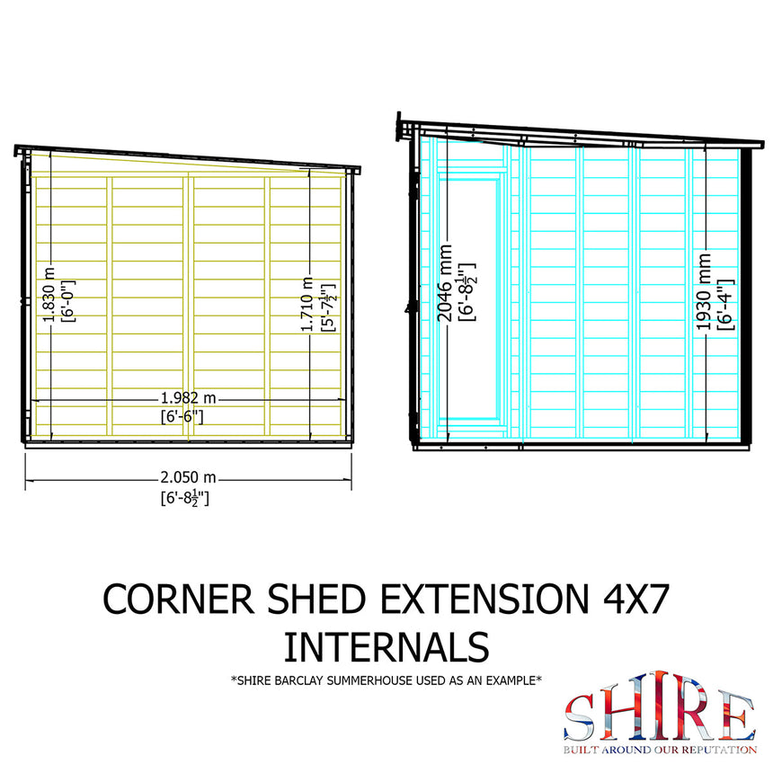 Shire Barclay 7ft x 11ft With Side Shed