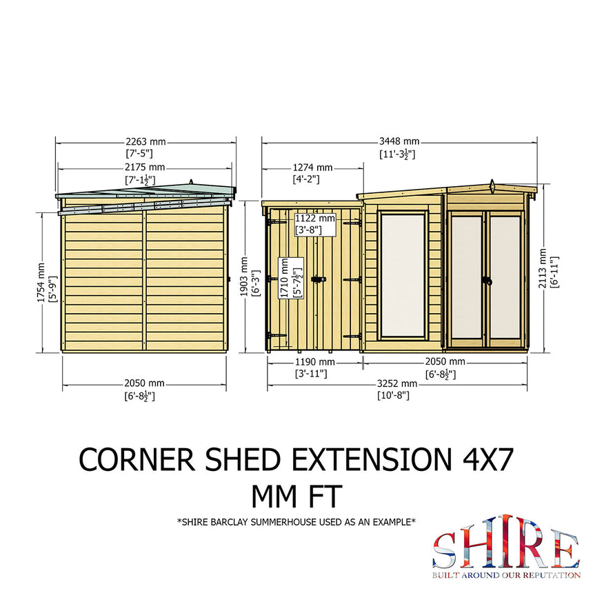 Shire Barclay 7ft x 11ft With Side Shed