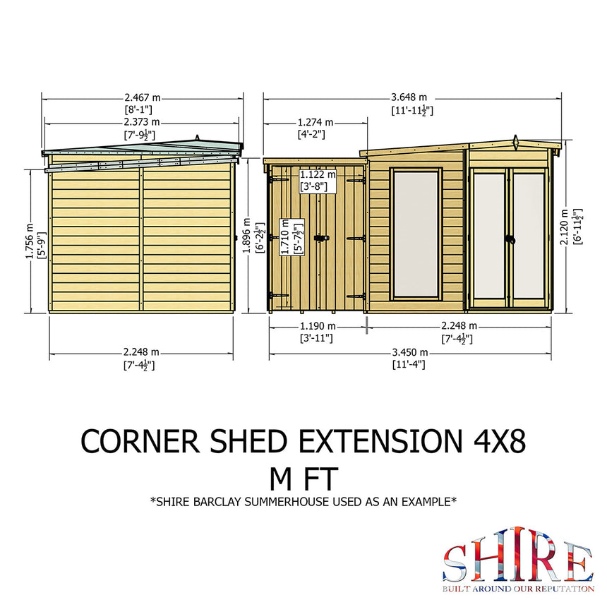 Shire Barclay 8ft x 12ft With Side Shed