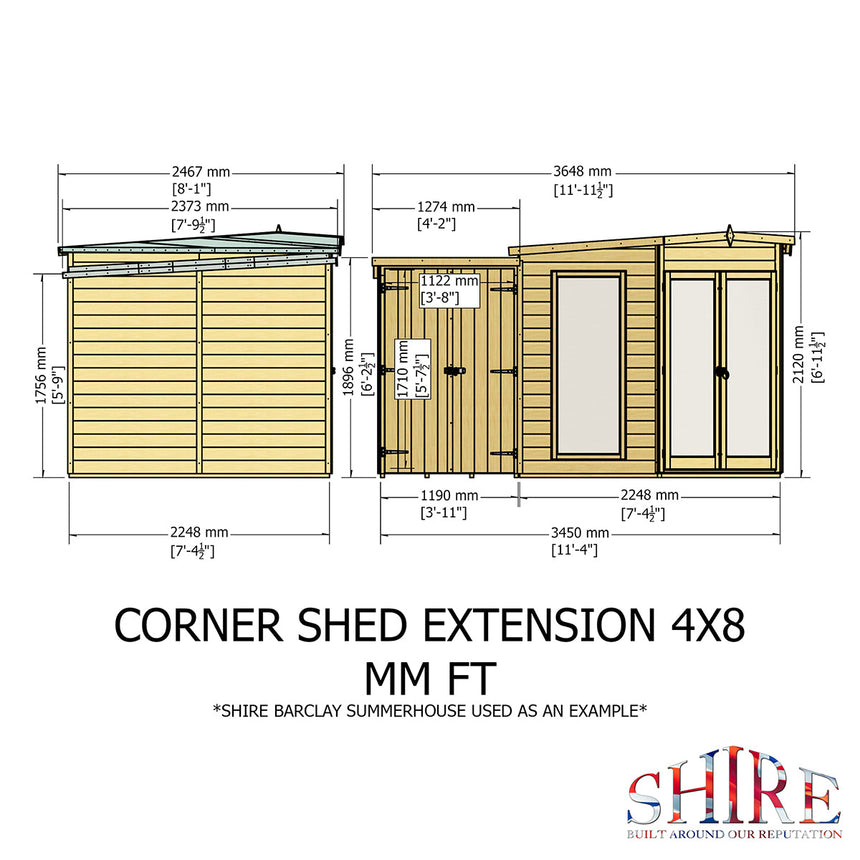 Shire Barclay 8ft x 12ft With Side Shed