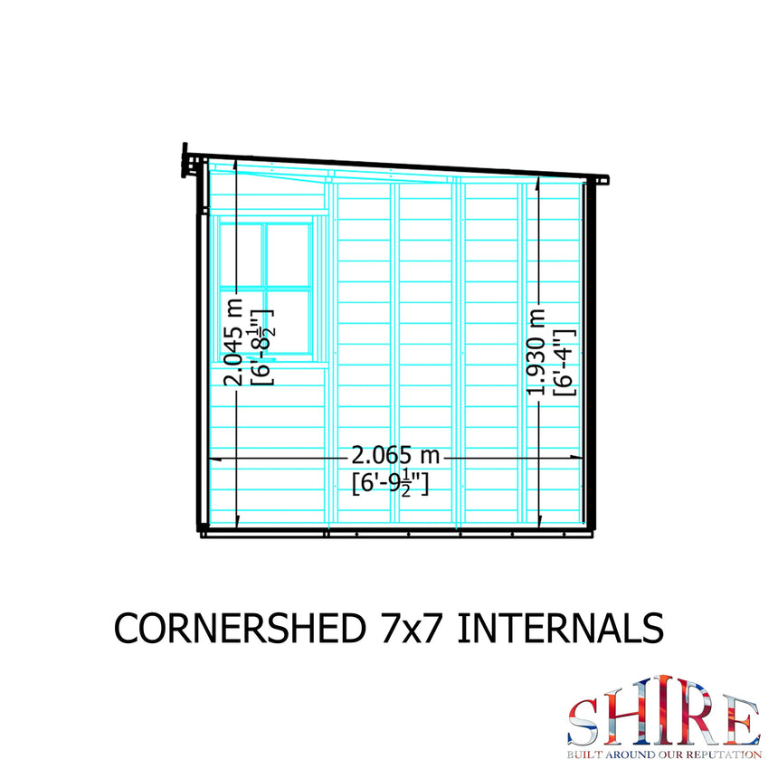 Shire 7ft x 7ft Corner Pressure Treated Shed