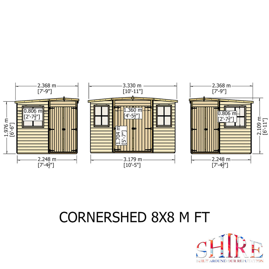 Shire Shiplap 8ft x 8ft Corner Shed