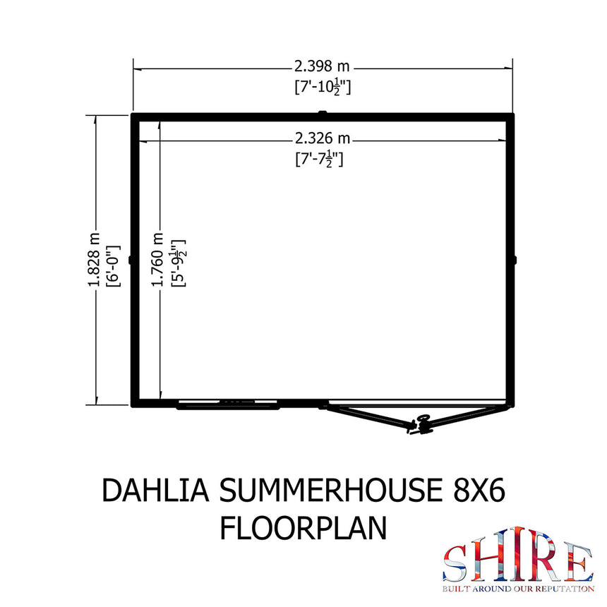 Shire Dahlia 16ft x 6ft Pent Summerhouse