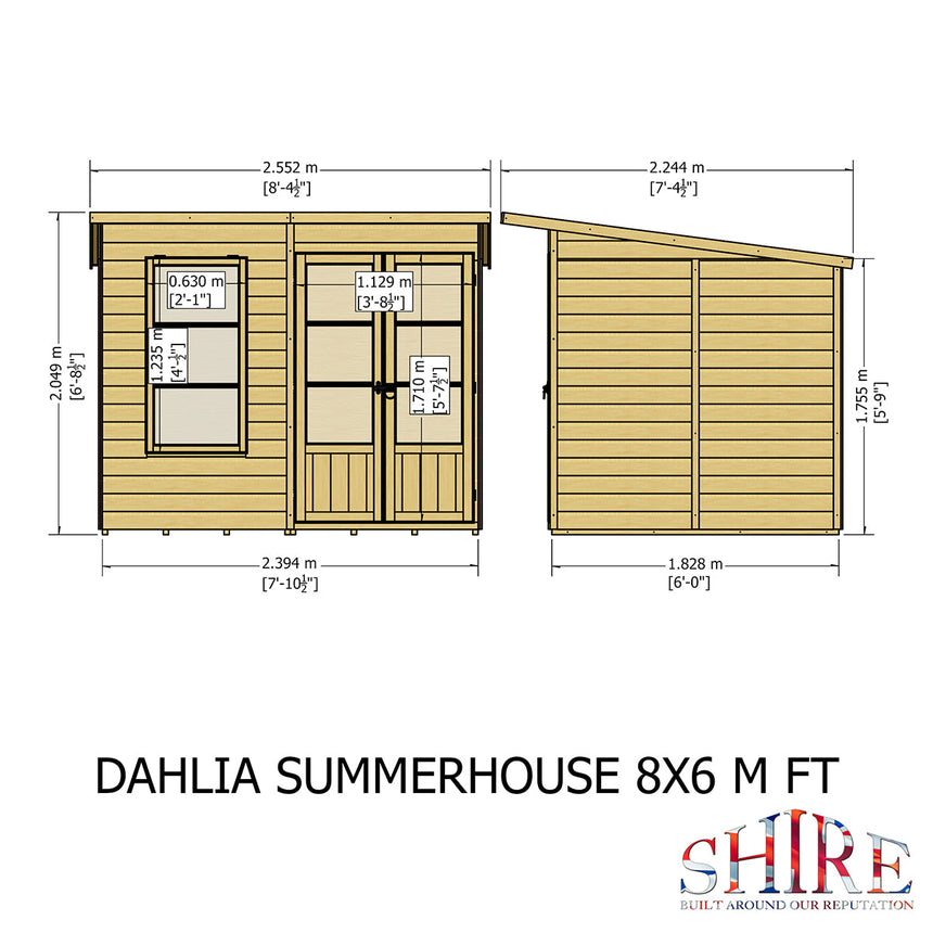 Shire Dahlia 16ft x 6ft Pent Summerhouse