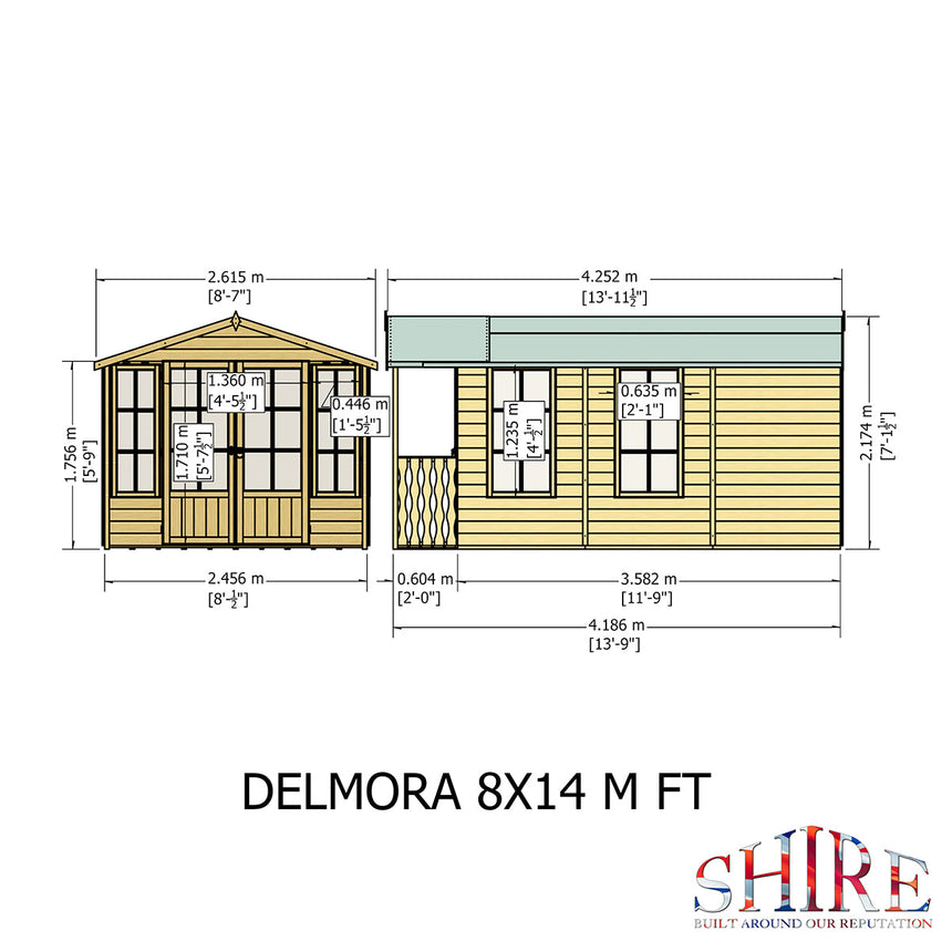 Shire Delmora 8ft x 14ft Summerhouse with Verandah