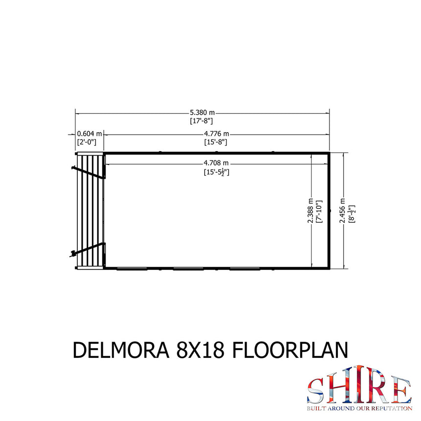 Shire Delmora 8ft x 18ft Summerhouse with Verandah