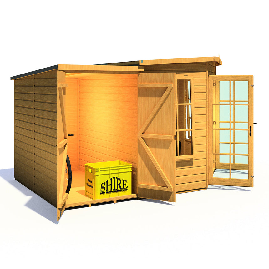 Shire Hampton 8ft x 12ft Summerhouse with Side Shed