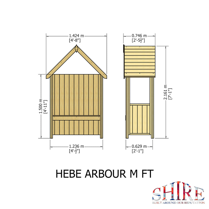 Shire Hebe Arbour 2ft x 4ft - Pressure Treated