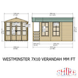 Shire Kensington 7ft x 12ft Summerhouse With Verandah