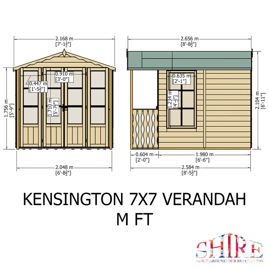 Shire Kensington 7ft x 7ft Summerhouse With Verandah