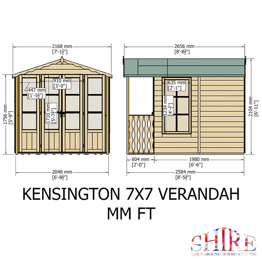 Shire Kensington 7ft x 7ft Summerhouse With Verandah