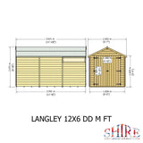 Shire Langley 12ft x 6ft Double Door Shiplap Shed NEW