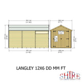 Shire Langley 12ft x 6ft Double Door Shiplap Shed NEW