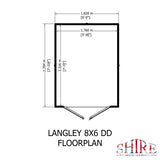 Shire Langley 8ft x 6ft Double Door Shiplap Shed NEW