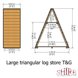 Shire Large Tongue and Groove  4ft x 2ft Triangular Log Store - Pressure Treated