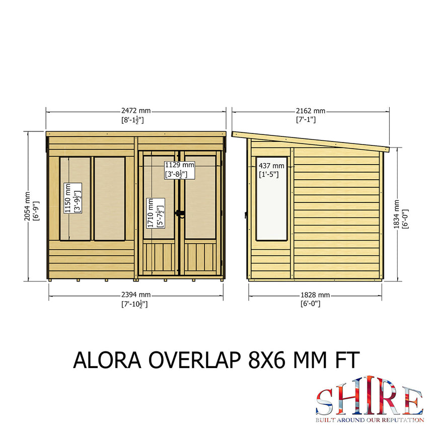 Shire Alora Overlap 8ft x 6ft Pent Sumerhouse