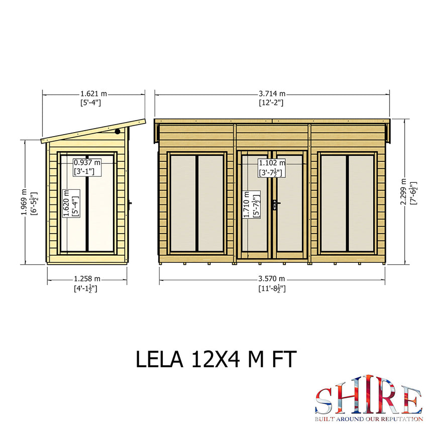 Shire Lela 12ft x 4ft Summerhouse