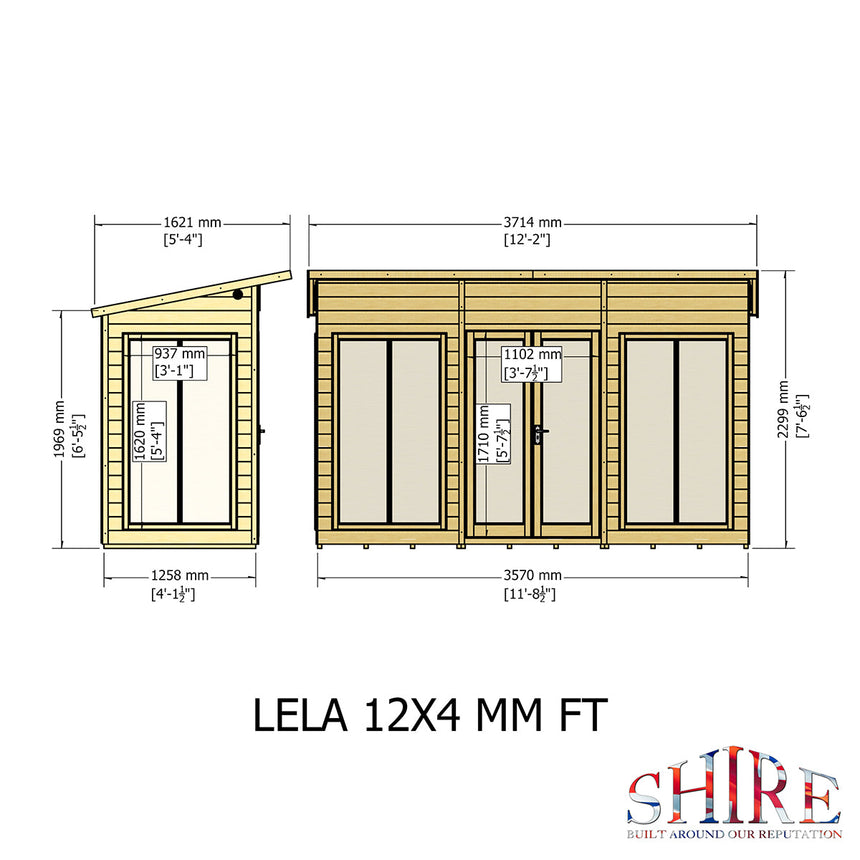 Shire Lela 12ft x 4ft Summerhouse