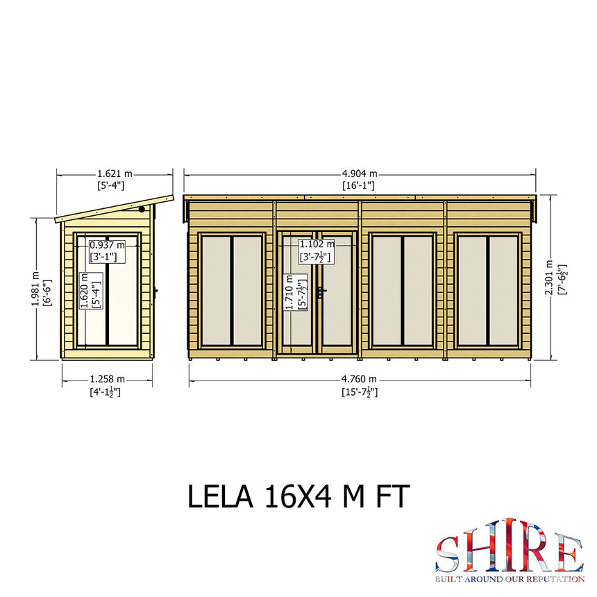 Shire Lela 16ft x 4ft Summerhouse