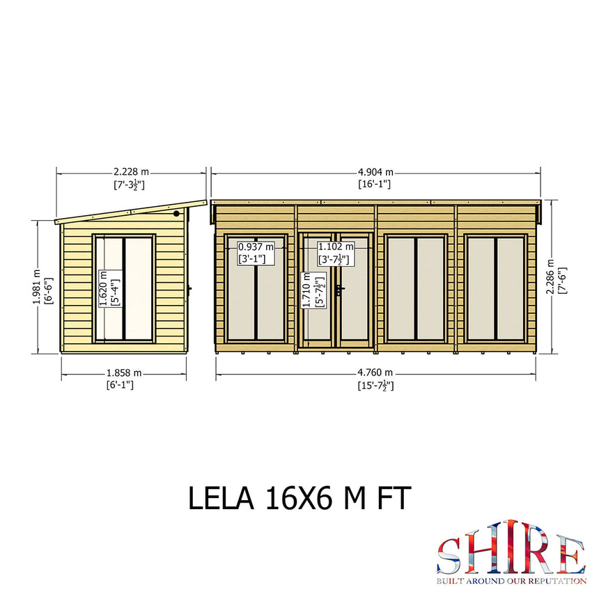 Shire Lela 16ft x 6ft Summerhouse