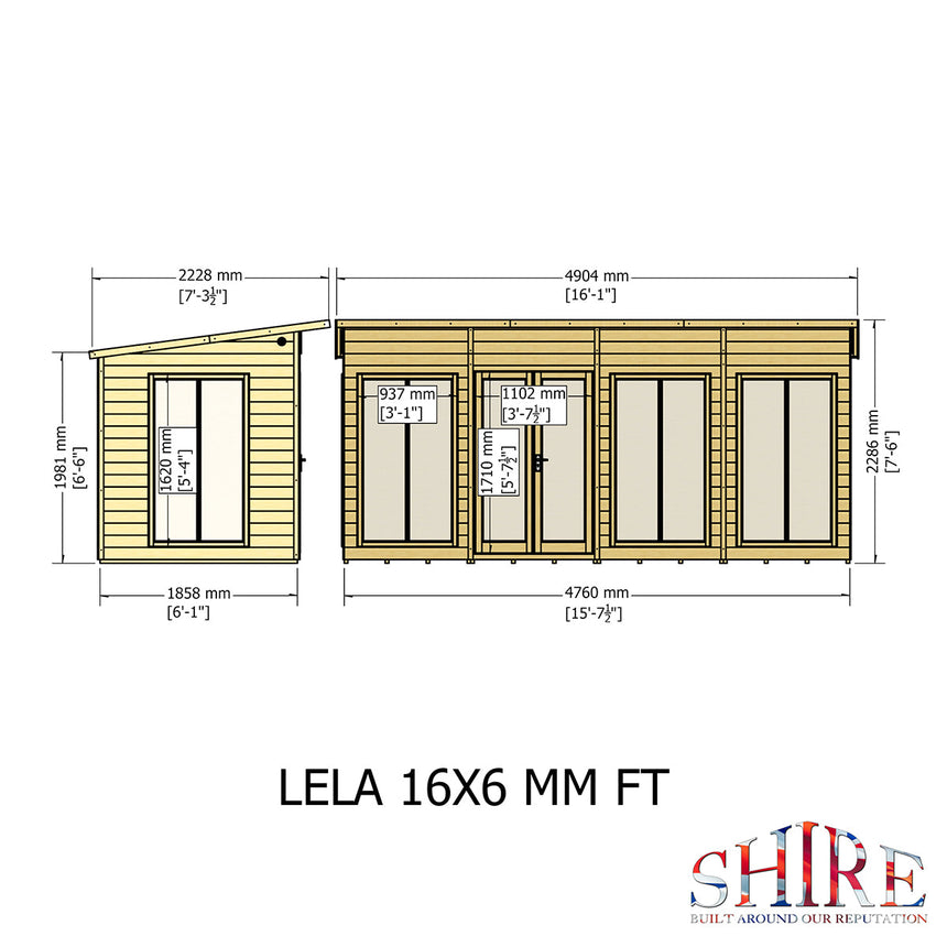 Shire Lela 16ft x 6ft Summerhouse