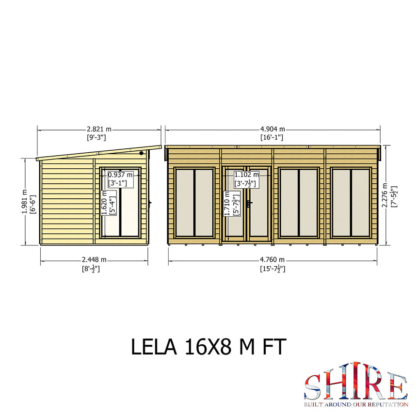 Shire Lela 16ft x 8ft Summerhouse