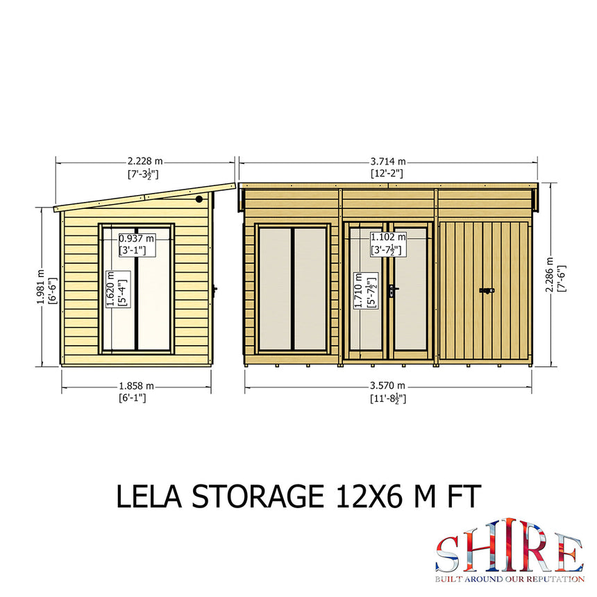 Shire Lela 12ft x 6ft Summerhouse with Storage