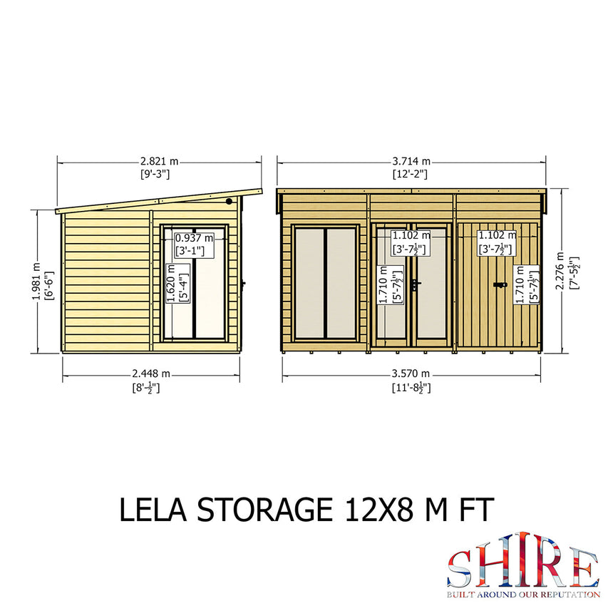 Shire Lela 12ft x 8ft Summerhouse with Storage